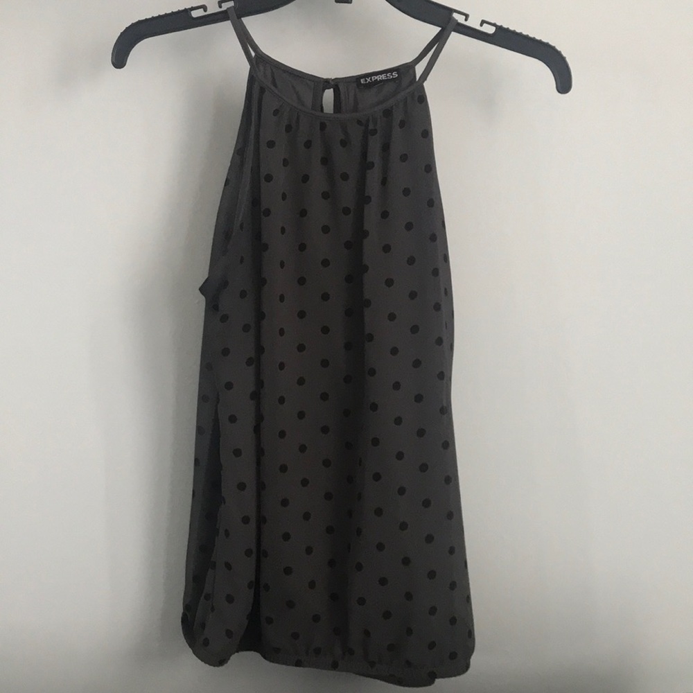 Express green polka dot top